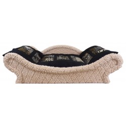 Canapé écru pour chien et chat confortable avec rebords moelleux et un coussin en fourrure animalière