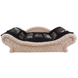 Panier écru pour chien et chat confortable avec rebords moelleux et un coussin en fourrure animalière