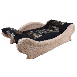 Lit – canapé écru pour chien et chat confortable avec rebords moelleux et un coussin en fourrure animalière