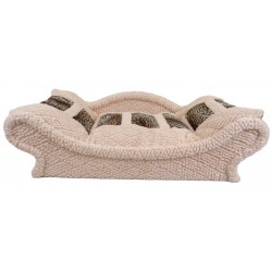 Canapé chaleureux pour chien et chat en tissu écru bouclette garni de rectangles imitation fourrure