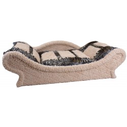 Pour votre chien, voici une banquette ultra-moelleuse recouverte d’un tissu polaire ecru  façon fourrure animalière,