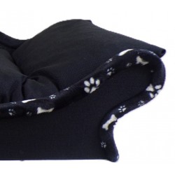 Couchage en forme de lit avec une armature anthracite avec coussin noir pour chat et chien – Élégance moderne et confort premium