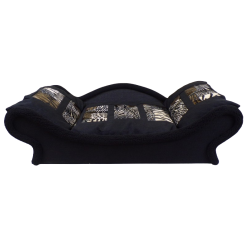 Couchage  de luxe pour chat-chien avec une structure noire et un coussin fourrure  initation animalière