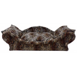 Canapé pour chat confortable avec un couchage effet fourrure animalière léopard