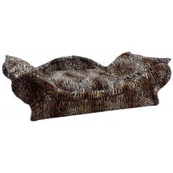 Canapé-banquette pour chat luxueux avec un couchage douillet en flocons de mousse effet fourrure animalière léopard