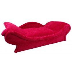Banquette rouge pour chien avec un coussin lavable douillet rouge