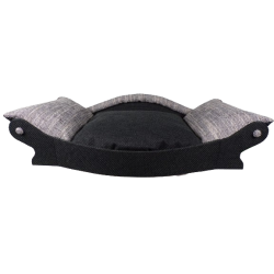 Banquette pour chien en forme de canapé avec un coussin noir avec des accoudoirs gris