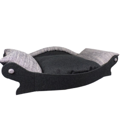 panier en forme canapé pour chiens et chats couchage doudou noir avec du gris clair