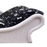 Zoom sur le canapé confortable pour chat et petit chien en tissu noir avec des pattes et des os