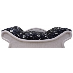 Canapé-lit confortable pour chat et petit chien en tissu noir avec des pattes et des os