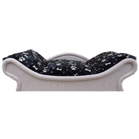 Canapé-lit confortable pour chat et petit chien en tissu noir avec des pattes et des os