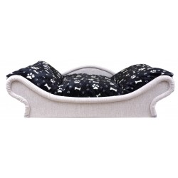 Canapé confortable pour chat et petit chien en tissu noir avec des pattes et des os