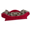 Canapé-lit rouge pour chien et chat rouge avec coussin  doux en fourrure léopard