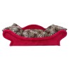 Panier en forme de canapé rouge pour chien et chat rouge avec coussin doux en fourrure léopard