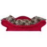 Panier en forme de canapé rouge pour chien et chat rouge avec un couchage doux en fourrure léopard