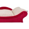 Canapé pour chien rouge en polaire avec coussin amovible beige