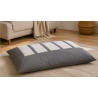 Coussin-lit de luxe pour chien déhoussable gris avec des rectangles écru beige clair