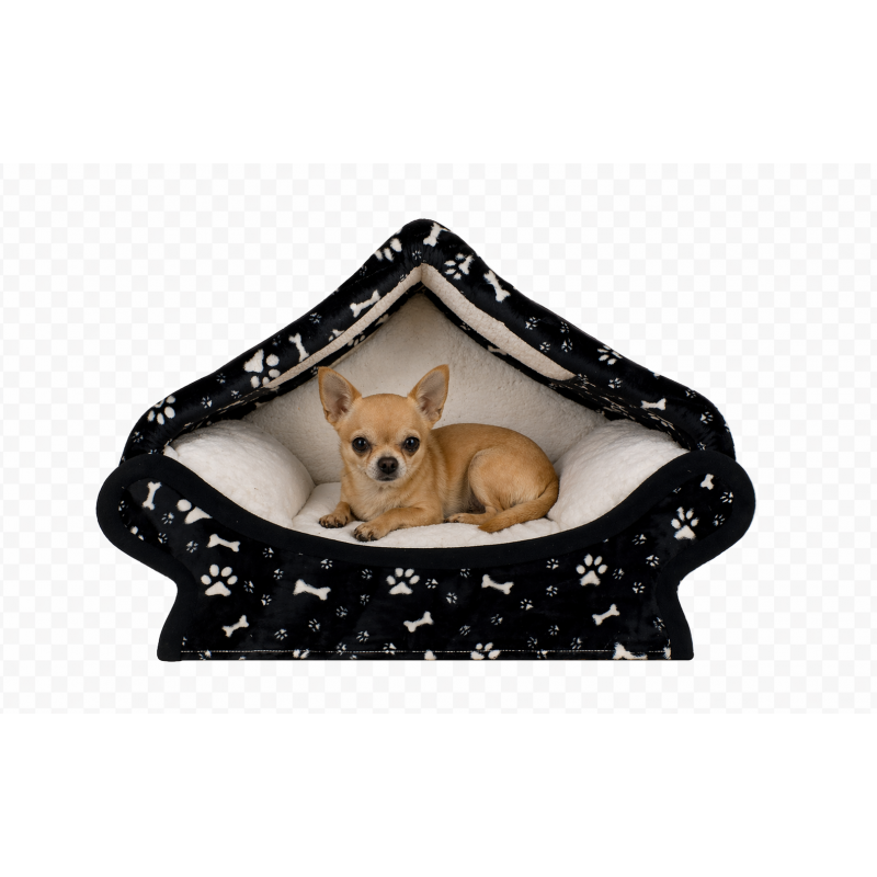 dôme niche cocooning noir pour chat et petit chien refuge confortable