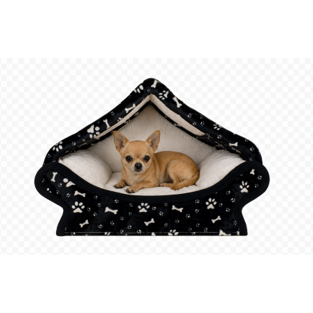 dôme niche cocooning noir pour chat et petit chien refuge confortable