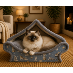 Petite niche en forme de dôme pour chat chartreux couchage cozy