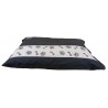Coussin pour chien noir et écru – Motifs pattes et os bronze
