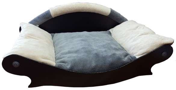 canape couchage pour chien corbeille panier coussin en fourrure ecru grise ecru de cote