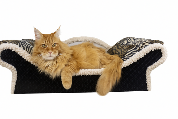chat qui dort dans un panier duveteux
