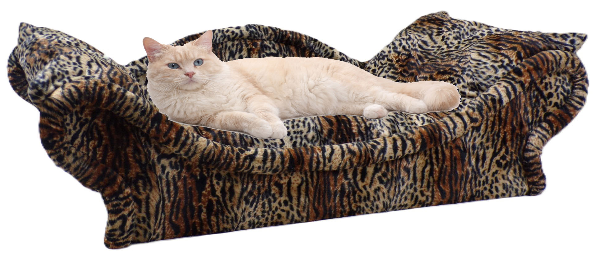 canapé -lit pour chat en tissu fourrure léopard