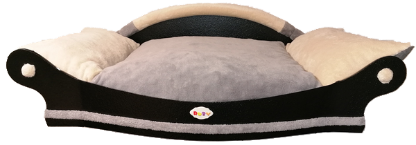 superbe grand fauteuil gris et ecru pour chien fait main